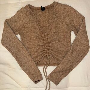 Wild Fable Women's Tan Long Sleeve Crop-top